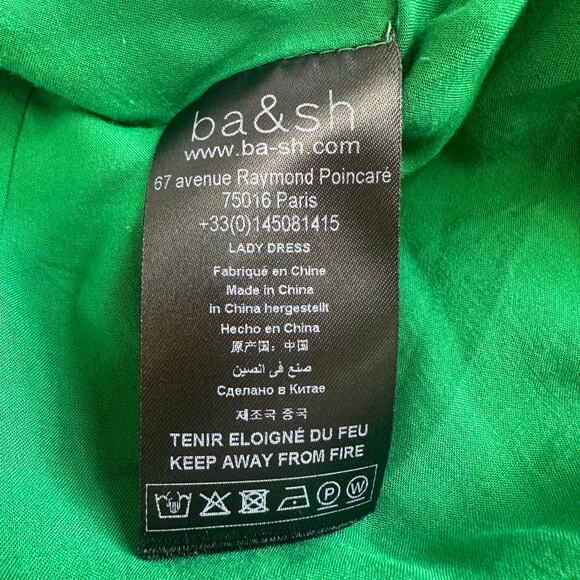 BA&SH Paris Robe OGAIA Green & White Floral Mini Dress 3/4 Sleeves sz M NWOT - Picture 9 of 14